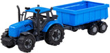 Cavallino -Traktor mit Tipplastwagenanhänger blau, Skala 1:32