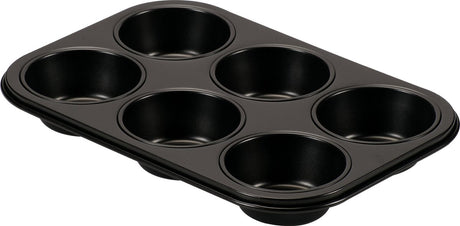 Basic culinair muffinvorm 6 cups – pfas-vrije bakvorm – carbon staal – voor cupcakes en muffins