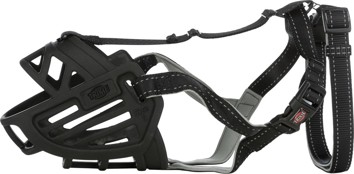 Trixie Maulkorb – Maulkorb Flex Silikon – Schwarz – Größe M-L – Maulkorbumfang 27 cm