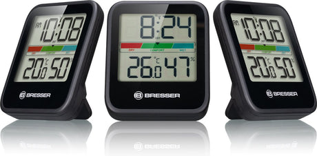 Bresser Wetterstation - Klimamonitor Thermo-Hygrometer DCF - 3er Set - Schwarz