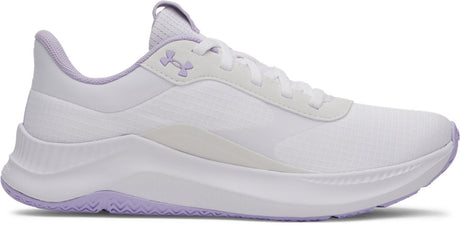 Under Armour UA W Aurora 3-Wht Damen-Sportschuhe – Weiß – Lila Wappen