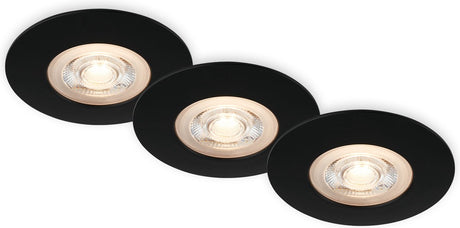 Briloner – Set mit 3 LED-Einbaustrahlern – Badezimmerbeleuchtung – ø9 cm – IP65 – 5 W – 480 lm – 3.000 K – Schwarz
