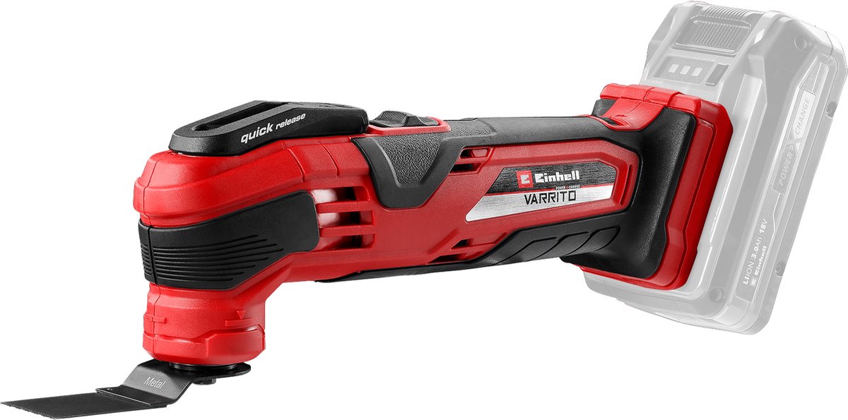 Einhell Akku-Multitool Varrito Li Solo - Power X-Change - 18 V Li-Ion - elektronische Geschwindigkeitsregelung - inkl. 6 Aufsätze und 9 Blatt Schleifpapier - exkl. Akku und Ladegerät