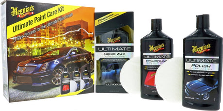 Meguiar's meguiar’s ultimate paint care kit – 3-stappen lakherstel set – inclusief compound, polish liquid wax – spiegelglans hydrofobische bescherming