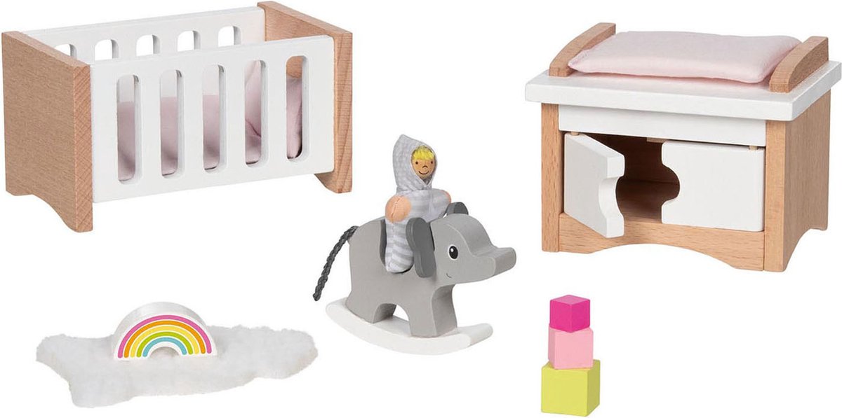 Goki Holzpuppenmöbel Babyzimmer, 12dlg.