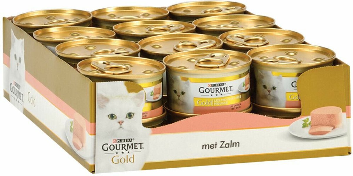 Gourmet Gold Mousse - Nassfutter für Katzen - Lachs - 24 x 85 g