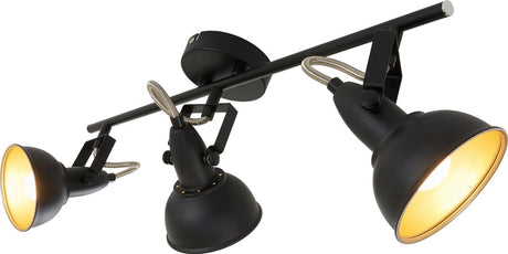 Briloner Leuchten Soft - Deckenstrahler 3-flammig - Deckenlampe Retro-Vintage-Version - Fassung: E14 max. 40 Watt – Metall schwarz gold 55,4 x 10 x 18,1 cm