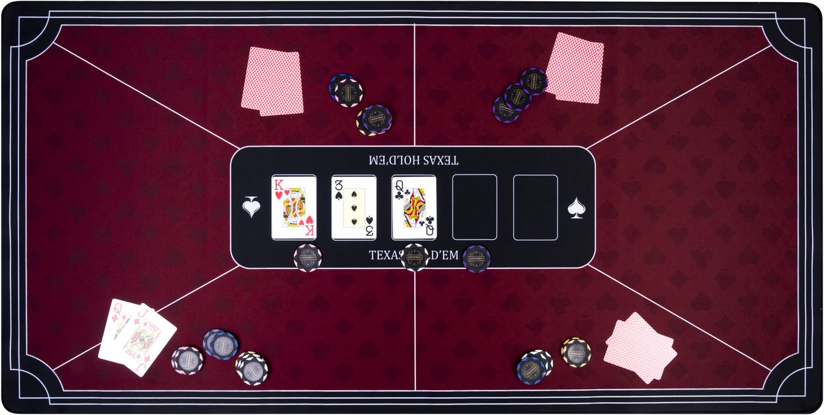 Longfield pokerkleed rood 120x60 cm - polyester rubber - glad speeloppervlak - poker dobbel accessoire - engelhart