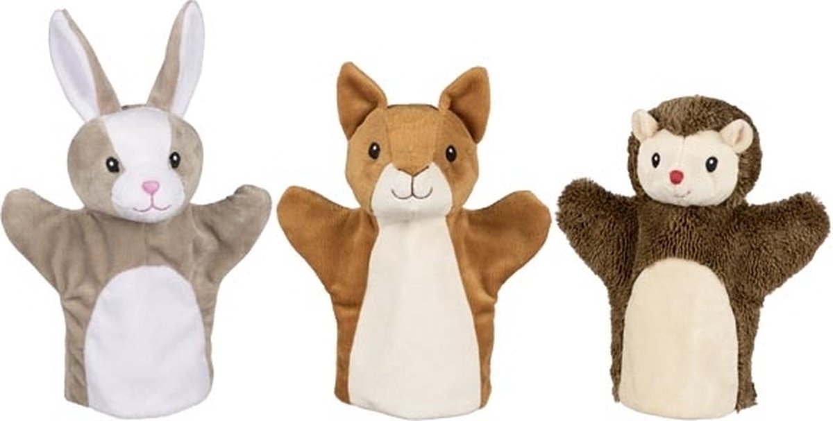 Goki Handpuppen 1 Stück, Eichhörnchen, Hase oder Igel