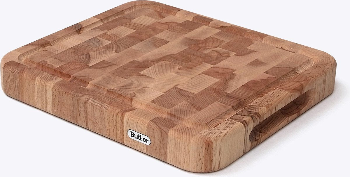 Butler - snijplank - kopsbeukenhout - met sapgoot - 31 x 27,5 x 4 cm