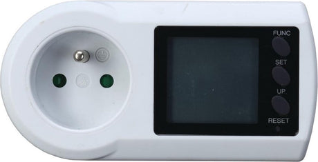 Profil-Energiezähler-Steckdose – Verbrauchszähler – LCD-Display – weiß – Erdungsstift