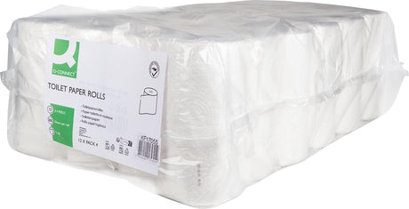 Q-Connect Toilettenpapier, 2-lagig, 200 Blatt, Packung mit 12 x 4 Rollen