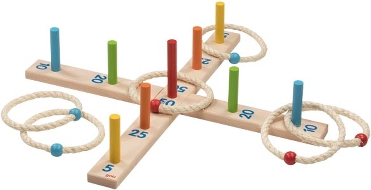 Goki Ringwurfspiel aus Holz, 6 Ringe