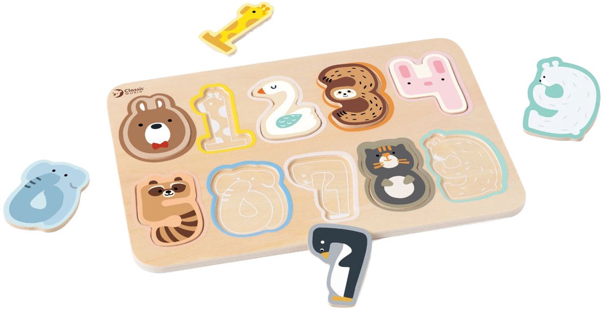 Klassisches Welt-Holzfigurenpuzzle, Lernspielzeug, 10 Teile.