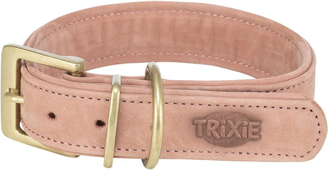 Trixie Hundehalsband - Nubukleder rosa L-XL 52-63x4 cm - bequem und doppelt gefüttert