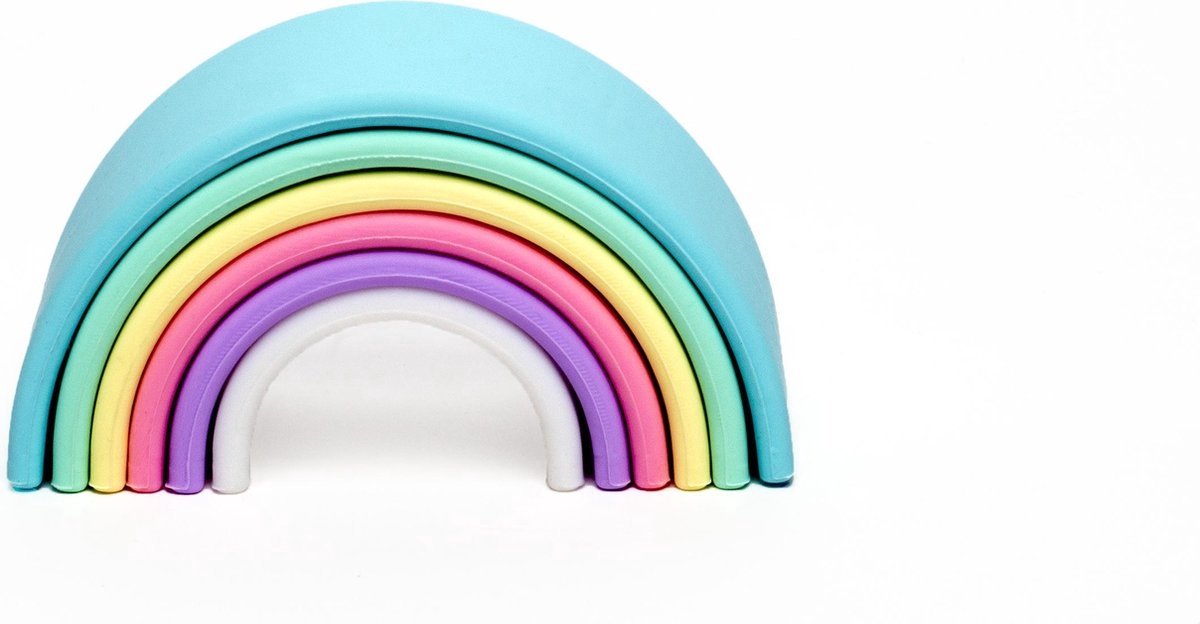 Dëna 6-teiliges Spielzeugset aus pastellfarbenem Regenbogensilikon