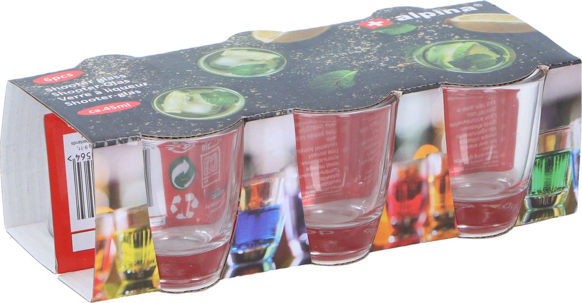 Alpina Schnapsgläser 6 Stück – Schnapsgläser 45 ml – spülmaschinenfeste Gläser – transparent – Glas