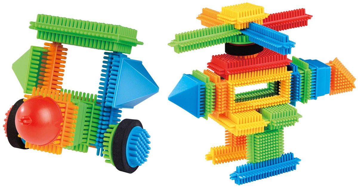 Lobbes Toys z. B. Lobbes Bausteine ​​Borsten-Set – buntes Konstruktionsspielzeug 58-teilig.