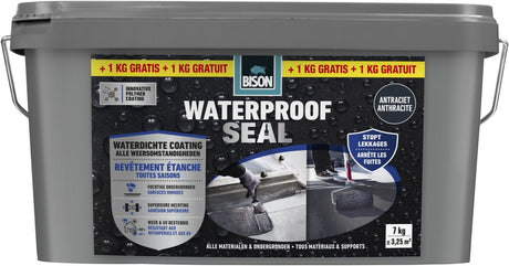 Bison wasserdichte Abdichtung 6 + 1 kg gratis, wasserdichte Beschichtung, für alle Wetterbedingungen, Abdichtung, Dachübergänge, Dachrinnenreparatur, Carports, Wohnwagen