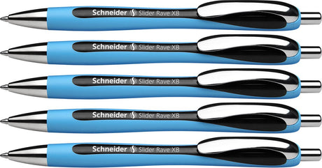 Schneider Schreibgeräte Schneider Kugelschreiber – Slider Rave – Feder xb – Strichstärke 1,4 mm – Schwarz – 5 Stück – S-132501-5