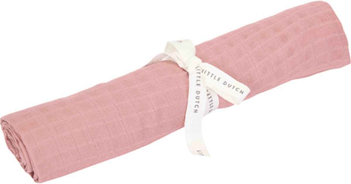 Little dutch swaddle - maat 120 cm - hydrofiele luier meisjes - pink blush, roze - pure