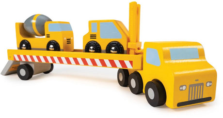 Mentari-Fahrzeuge – Transporter für Baufahrzeuge – 26,30 x 5,10 x 9,50 cm – Holz – 3 Jahre