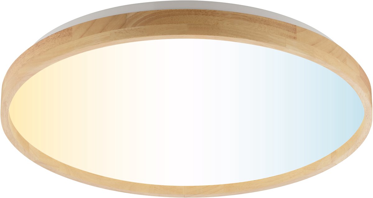 Brilliant alson - plafondlamp - ø 49.5 cm - led 21w - cct - 3000k-6500k - dimbaar - nachtlicht - timer - afstandsbediening - hout wit