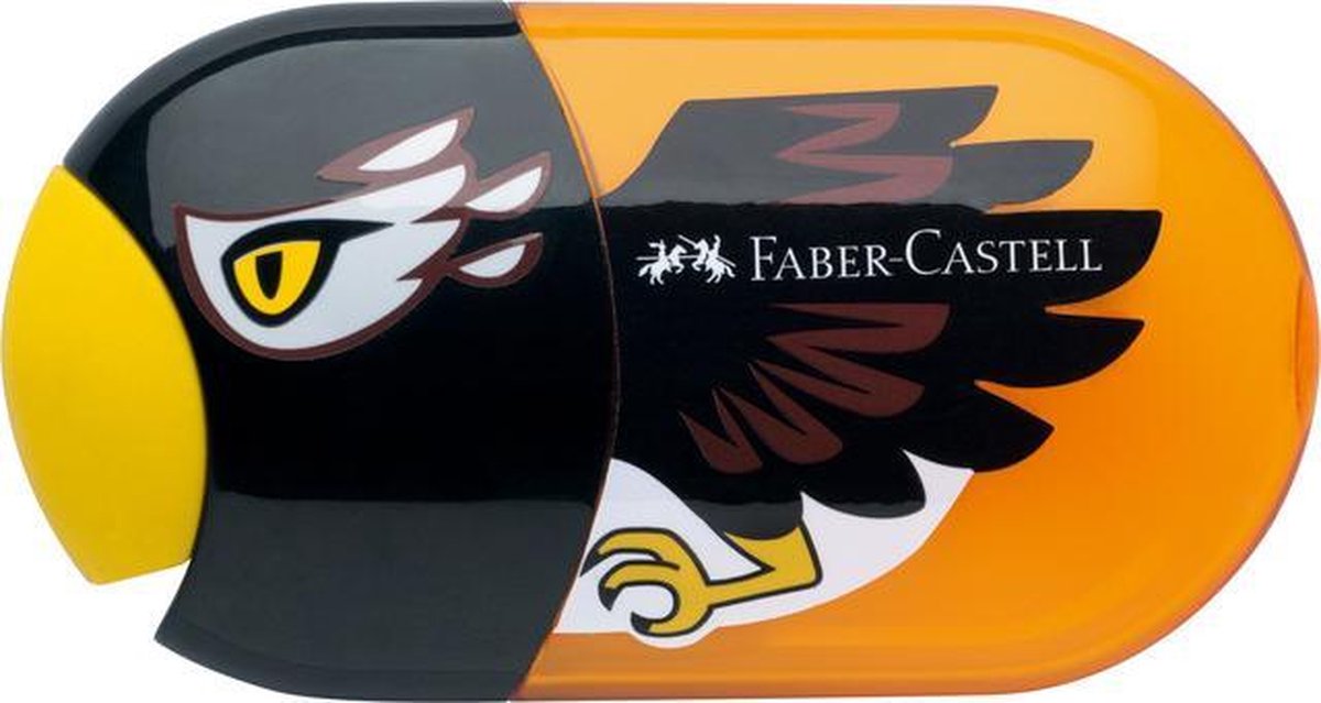 Faber-Castell Bleistiftspitzer mit Radiergummi – Adlermotiv – 2-Loch – fc-183527