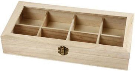 Creativ Company Holzkiste mit Glasdeckel, Maße 32x16x6 cm, Lochgröße 7x7 cm, 1 Stück