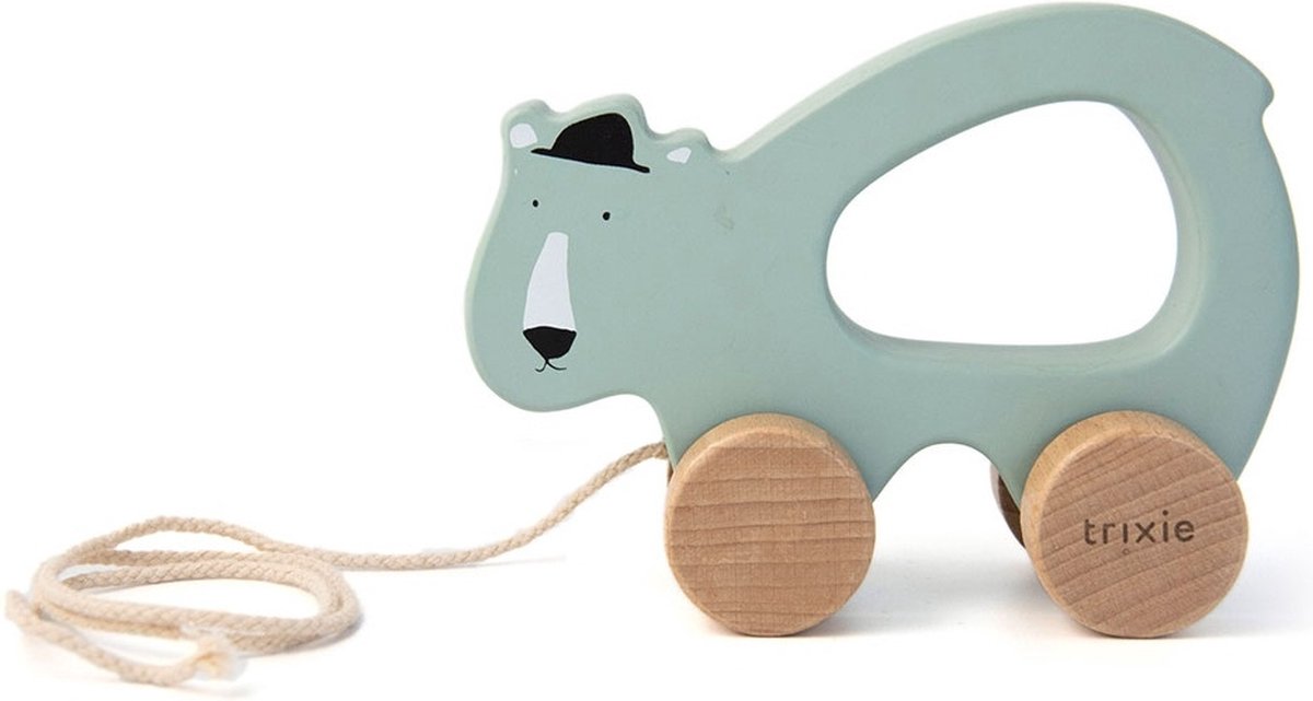 Trixie Nachziehspielzeug aus Holz - Mr. Eisbär - für die ersten Schritte - Babyspielzeug - für Jungen Mädchen - Eisbär