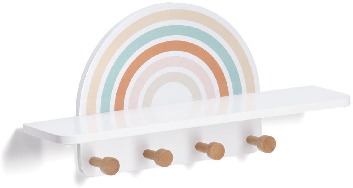 Zeller kinder wandkapstok regenboog present - wit - wandmontage
