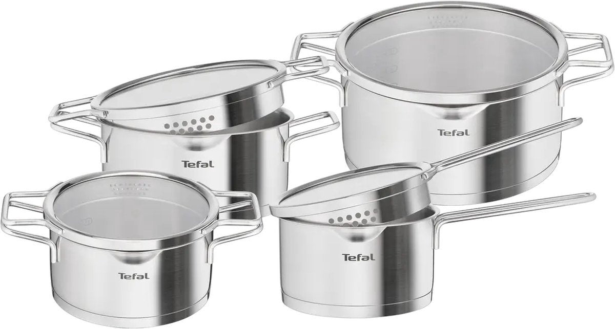 Tefal Nordica - Pfannenset - 4-teilig - Edelstahlglas - für Induktion geeignet