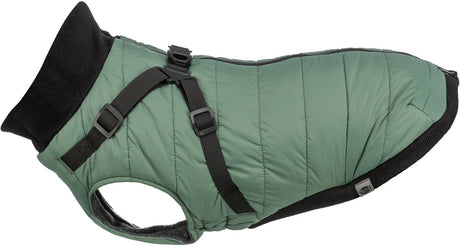 Trixie Hundemantel – Salbeigrün 33 cm – integriertes Geschirr, Fleecefutter, reflektierende Elemente