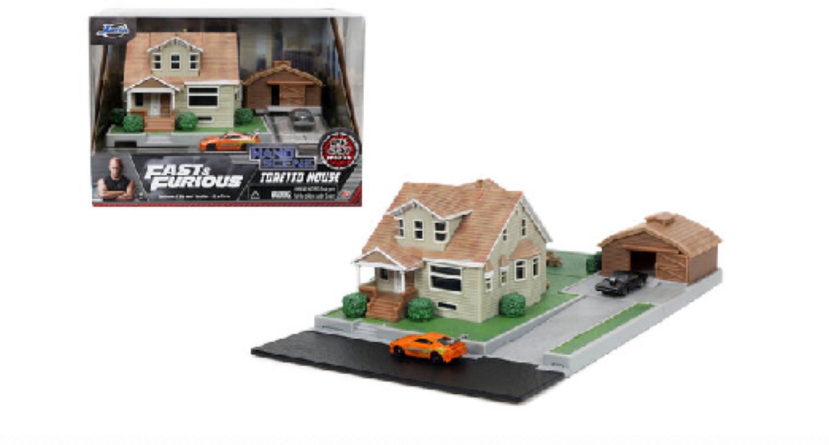 Jada spielt Jada Fast Furious Nano Doms Hausdiorama mit Fahrzeugen