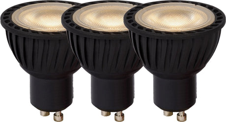 Lucide mr16 – LED-Lampe – ø 5 cm – LED dimmbar – GU10 – 3 x 5 W 3000 K – Schwarz – 3er-Set