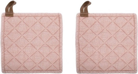 Markenlose Sans Marque Tiseco Myrna Topflappen – Baumwolle – Set mit 2 Stück – 20 x 20 cm – Rosa