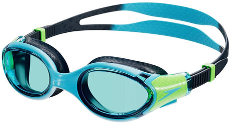 Speedo biofuse 2.0 zwembril kind - ergonomische duikbril kinderen 6-14 jaar - anti condens uv-bescherming - junior zwembril met drukknopsluiting - superzachte afdichting - blauw groen