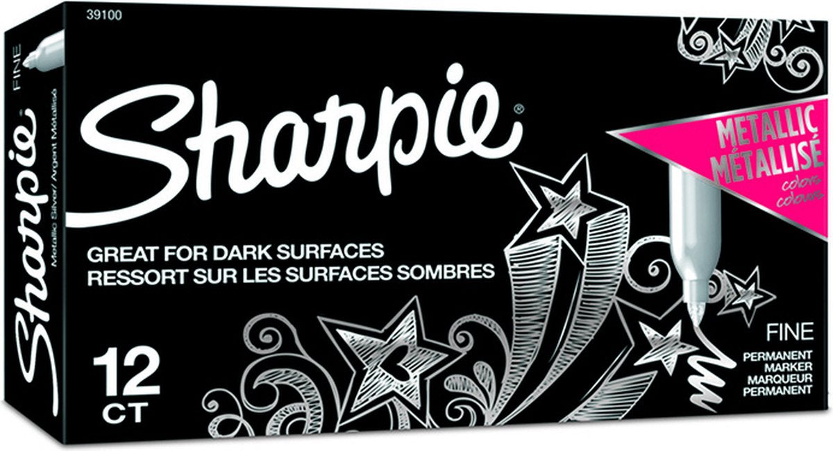 Sharpie Permanentmarker Metallic-Silber, 12-teiliges Set
