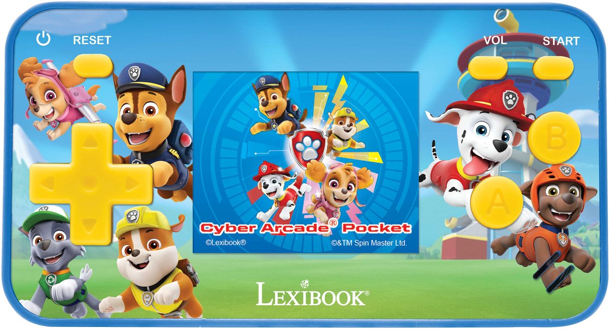Lexibook Paw Patrol tragbare Spielekonsole Cyber Arcade® Pocket – Farb-LCD-Bildschirm 1,8'' 150 Spiele, darunter 10 exklusive Paw Patrol-Spiele