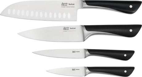 Jamie Oliver by Tefal Messerset – 4-teilig – Edelstahl – ergonomisch – für den professionellen Einsatz