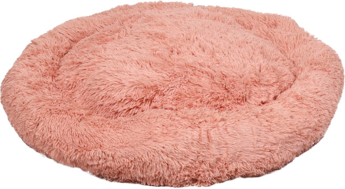 Flamingo mand krems – rond – oudroze – 90 x 65 x 18 cm – comfortabele mand voor middelgrote honden zoals beagle, cocker spaniel en shiba inu