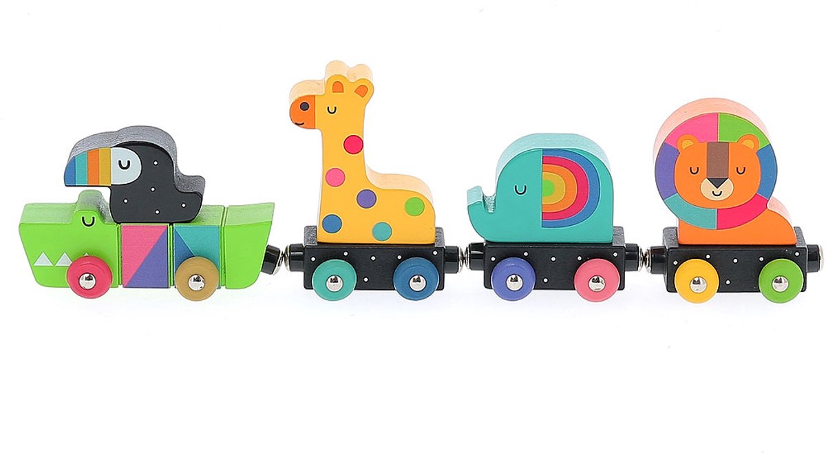 Vilac Holztiereisenbahnspielzeug – bunte magnetische Tiere.