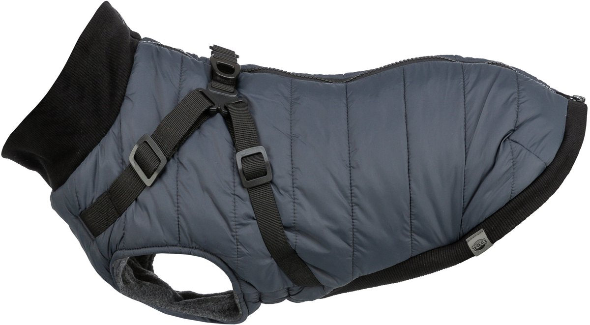 Trixie Hundemantel Pontis blau – Fleecefutter, integriertes Geschirr, 27 cm