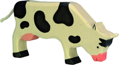Holztigerkuh, grasend, schwarz. 18,5 cm.