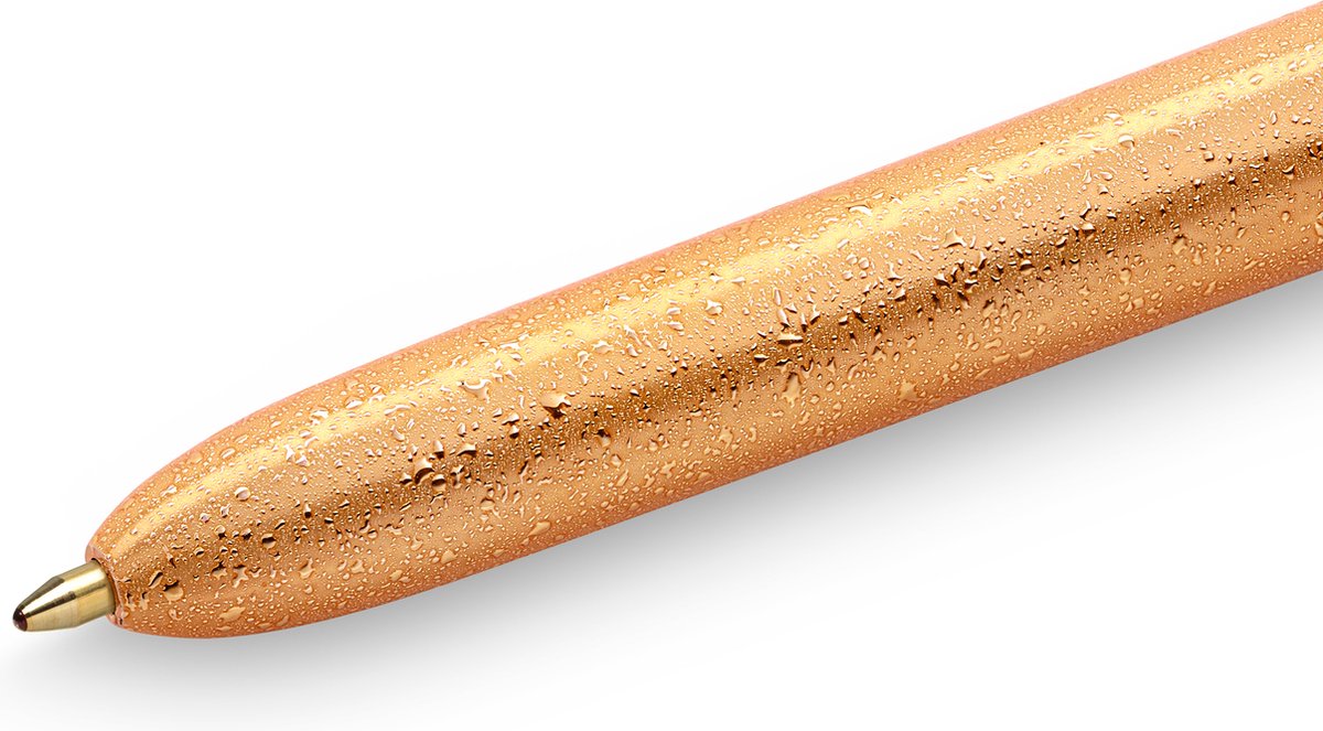 Bic 4-Farben-Kugelschreiber – goldfarbener Schaft mit Eismotiv – Packung mit 1 Stück – mittlere Spitze 1 mm