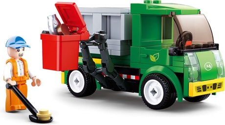 Sluban Town City Müllwagen Bauspielzeug für Kinder ab 6 Jahren – Konstruktionsspielzeug Modellbau – Baukasten mit 118 Bausteinen – m38-b0781b