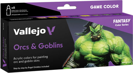 Vallejo Hobbyfarbe Acrylfarbe – 72192 Orks – Kobolde – Fantasy und Kriegsspiele – Spielfarbe – Acryl-Set – 8x Farbset – 8x 18 ml