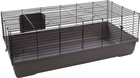 Flamingo hamsterkooi – mobi – caviakooi dwergkonijnenkooi – ruime binnenkooi met hooiruif en diepe bodem – metaal zwart grijs – 117,5x58x42,5 cm – europese kwaliteit