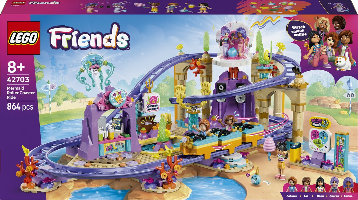 Lego friends zeemeerminnenachtbaan pretpark speelgoed voor kinderen met poppetjes 42703