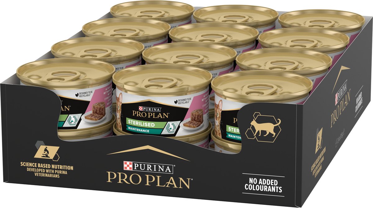 Pro Plan sterilisierte ausgewachsene Katze – Nassfutter für Katzen – Lachs-Thunfisch – 24 x 85 g
